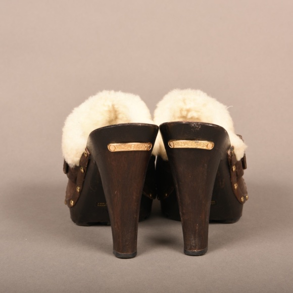 Michael Kors Brown Leather & Faux Fur Heels - Picture 5 of 9
